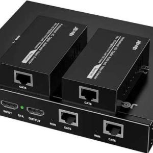 HDMI Extender Splitter 1 x 2, JCHICI 4K@30Hz 100M(328fts) HDMI Extender Over Cat5e/6 with Loopout an