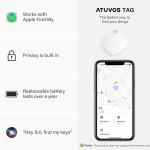 ATUVOS Keys Finder 4 Pack, Smart Bluetooth Tracker Pairs with Apple Find My (iOS Only)