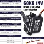 RC Steering Servo 60KG High Torque Brushless Servo,Waterproof Servo Motors,Metal Gear RC